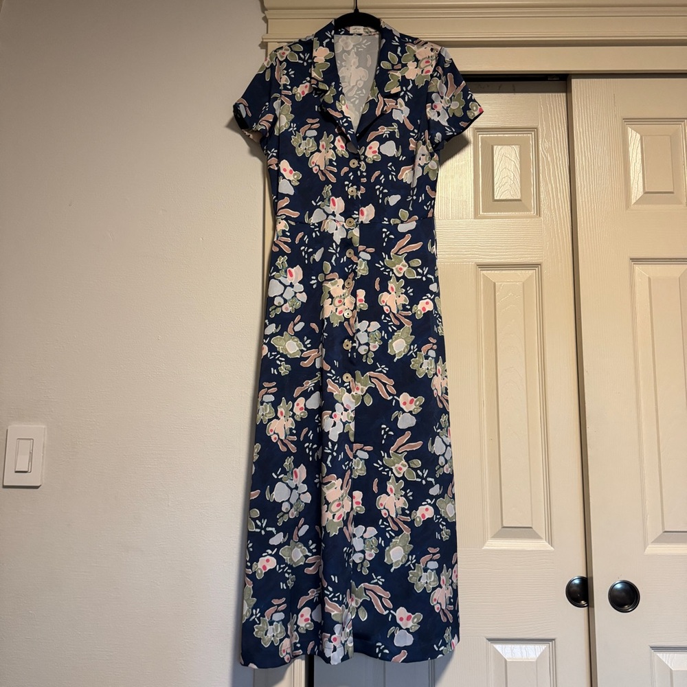 Wilfred Blue and Pink Printed Midi Dress